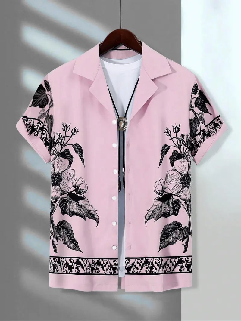 Men's Floral Print Short Sleeve Shirt