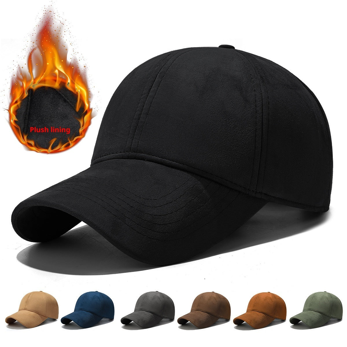 Winter Fleece-Lined Warm Plain Baseball Cap Sheepskin Fleece