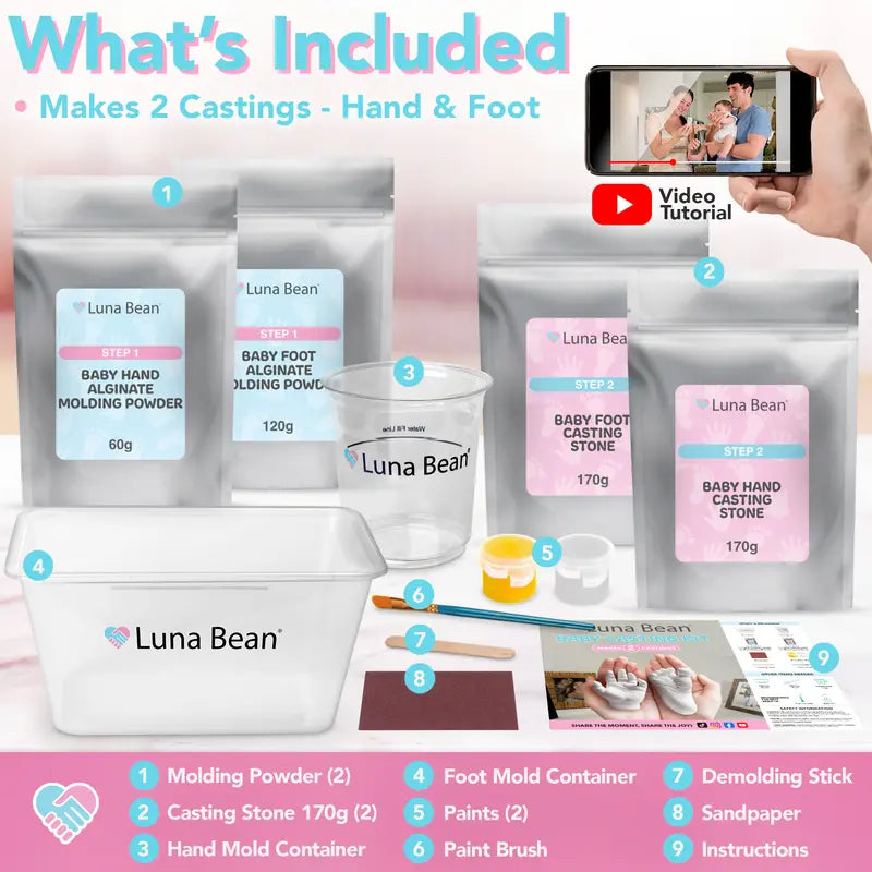 Luna Bean Baby Hand and Foot Casting Kit 2pc