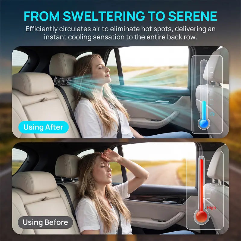 Quiet Portable Clip-On Car Fan