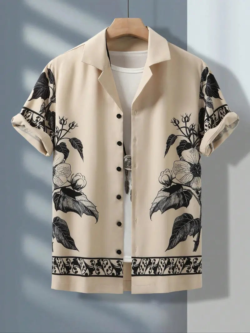 Men's Floral Print Short Sleeve Shirt