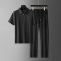 Summer Tencel Linen Polo Shirt Pants Set Loose