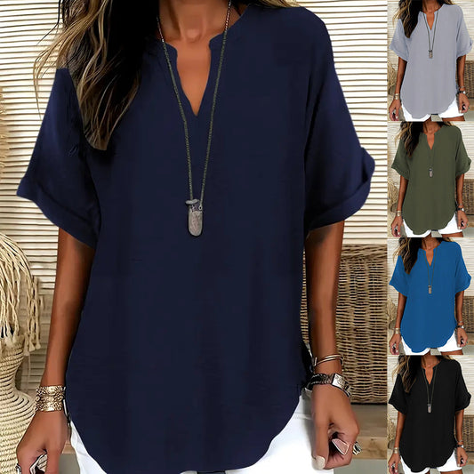 Summer Loose Solid Color Women's Casual Shirt