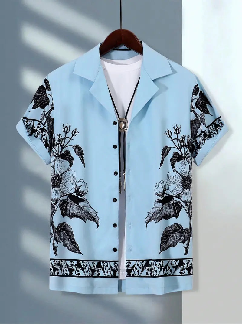 Men's Floral Print Short Sleeve Shirt